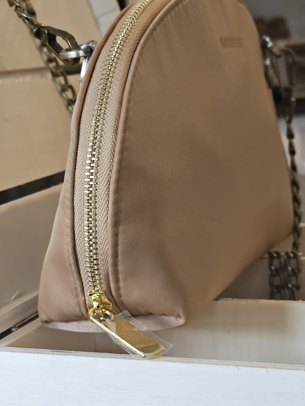 Burberry Tan Clutch with Bronze Crosbody Chain Added NWOT - Picture 3 of 14